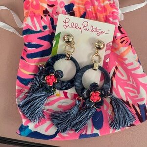 Lilly Pulitzer Pink and Blue Tassel Earrings